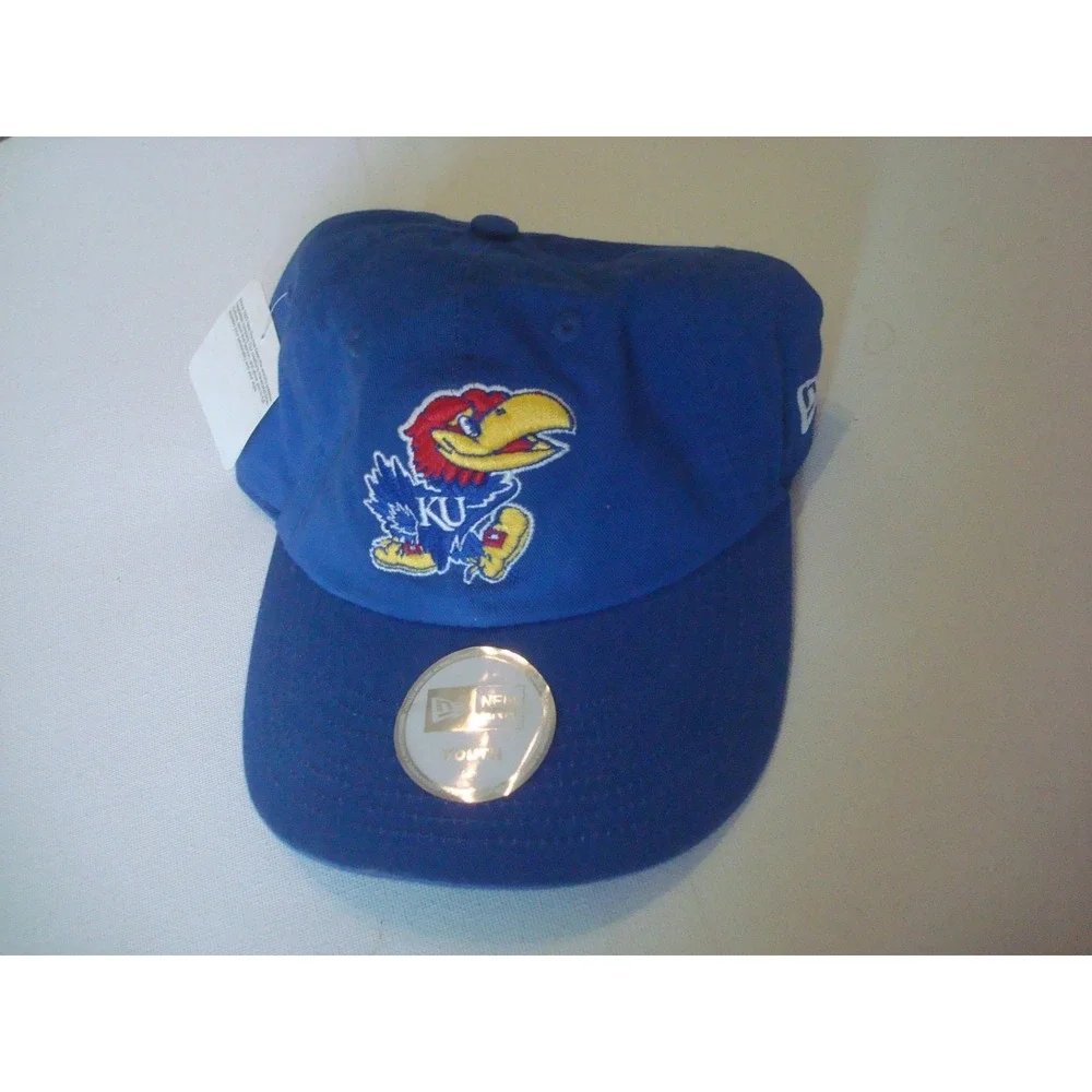 YOUTH KANSAS JAYHAWKS NEW ERA 00S Y2K  STRAPBACK  HAT CAP VINTAGE P2